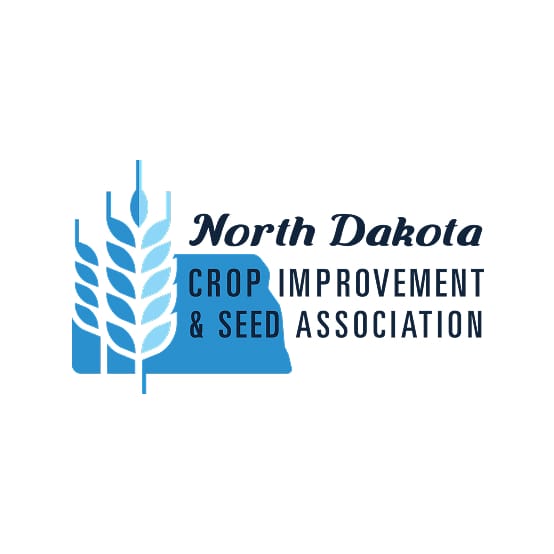 North Dakota Crop Improvement & Seed Association logo with a wheat head over the state outline
