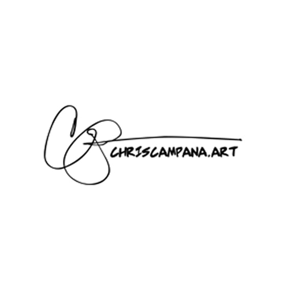 ChrisCampana.art logo with a looping hand-drawn CC monogram