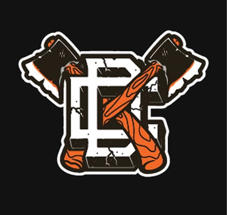 Cyberdogz 2023 logo: a CD monogram sticker behind two crossed axes