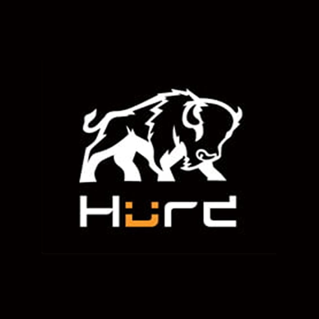 Hurd logo with a charging white bison on black