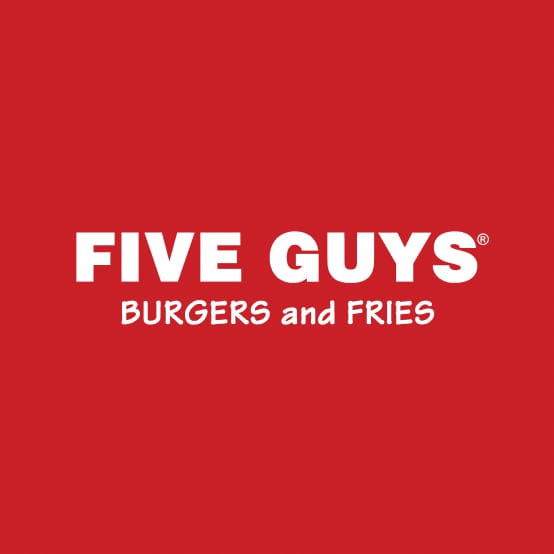 Five Guys Burgers and Fries logo in white on red